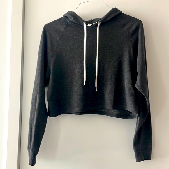 Cropped dark gray hoodie - Picture 1 of 4